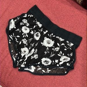 Black floral shorts